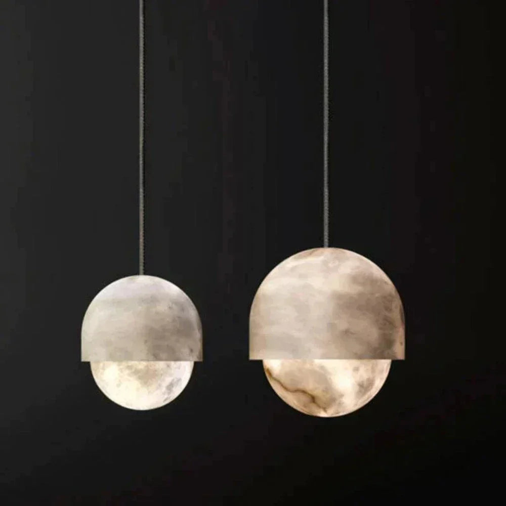 Lot Polished Alabaster Luxury Marble Pendant Light